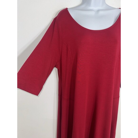 Soft Surroundings Red Half Sleeve Scoop Neck Midi Dress Pima Cotton Women XL - Picture 2 of 10